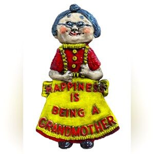 VTG  3D Grandma Wall Plaque HAPPINESS IS BEING A GRANDMOTHER 13x8 Granny Core